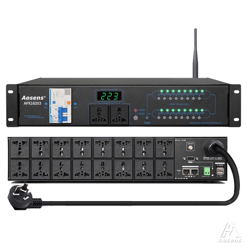 奧盛16路WiFi電源網(wǎng)絡(luò)時序器動作延時上電KTV舞臺會議遠程控制器商用定制